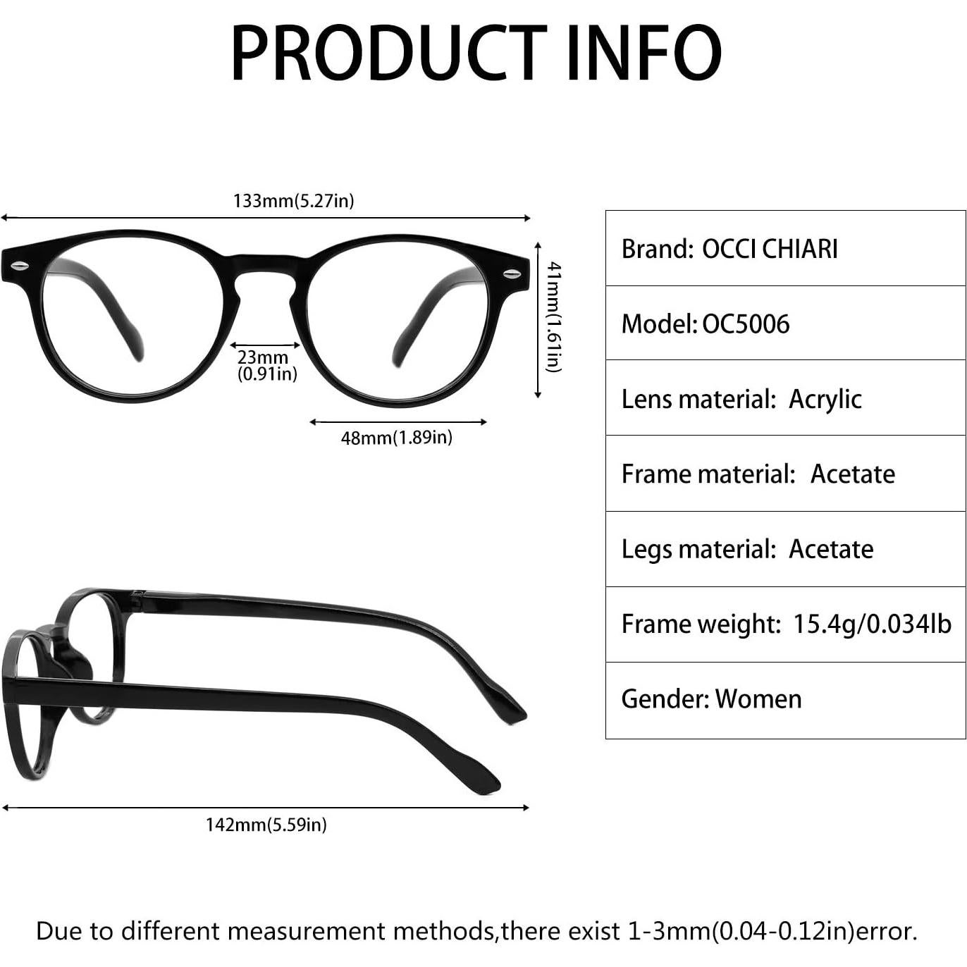 Gafas de Lectura OCCI CHIARI para Mujeres Luz Azul 0.0x