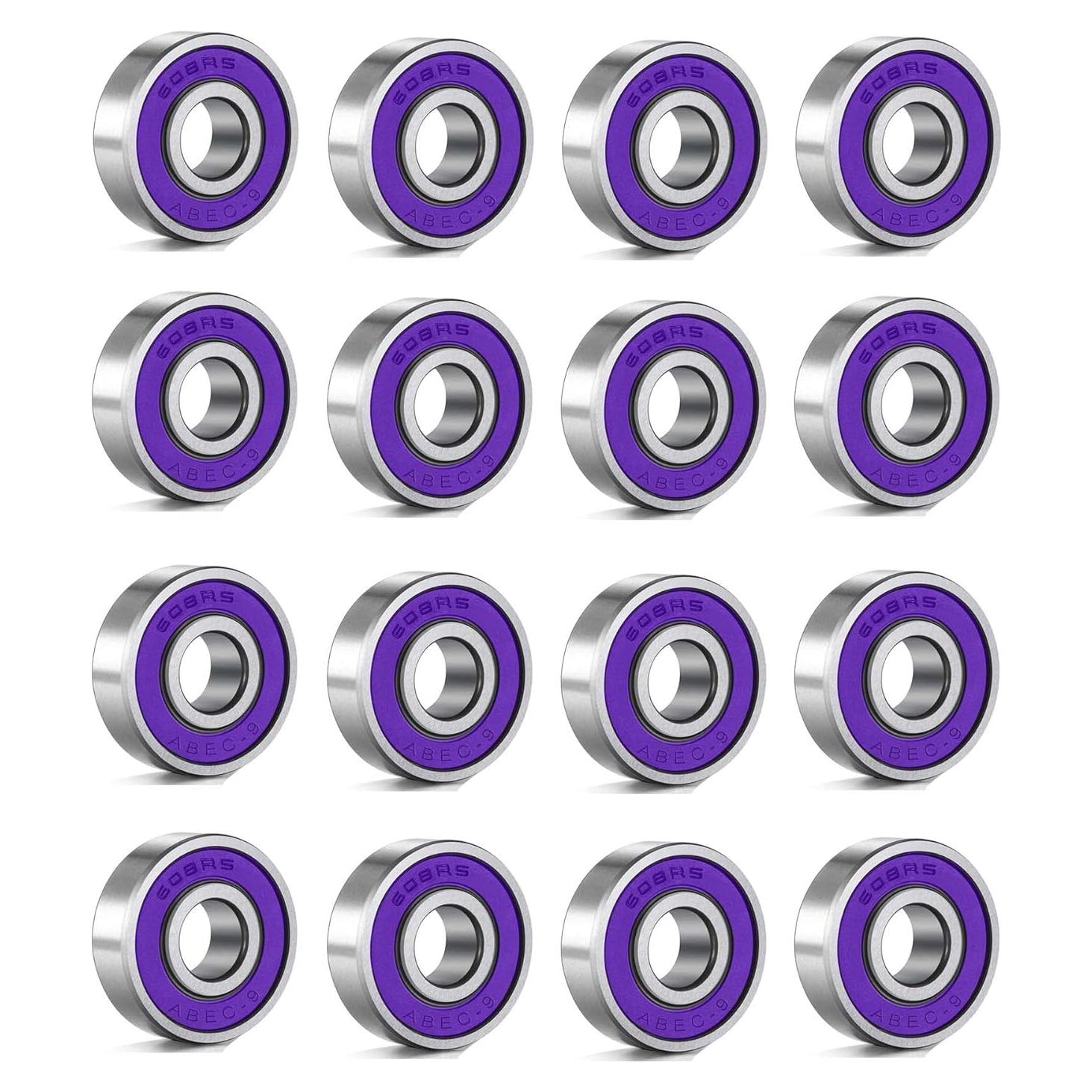 Rodamientos RENGYI ABEC 9 Acero Cromado 16 Piezas Morado