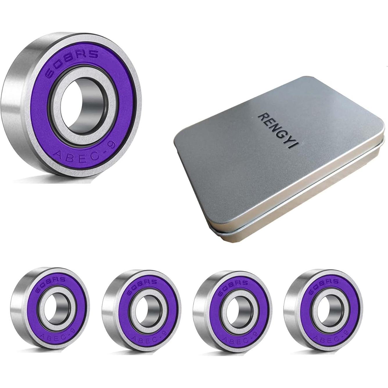 Rodamientos RENGYI ABEC 9 Acero Cromado 16 Piezas Morado