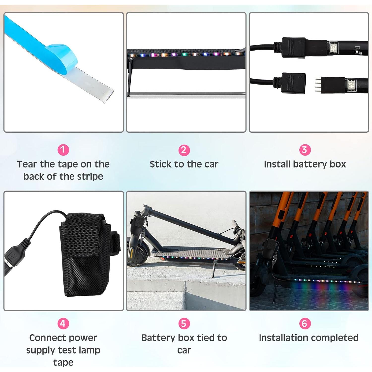 Set de 8 Luces LED para Scooter Reginary 50 cm RGB