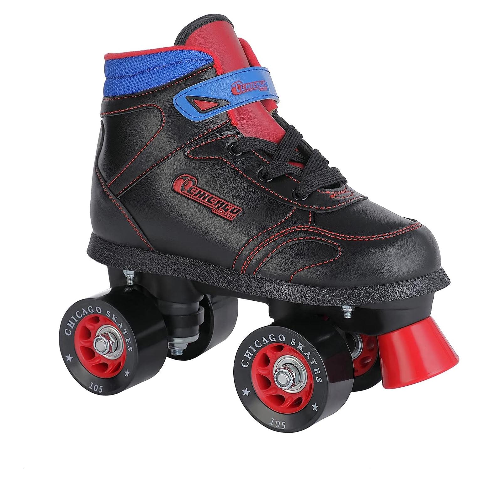 Patines Cuádruples CHICAGO para Jóvenes, Negro/Rojo, 60mm