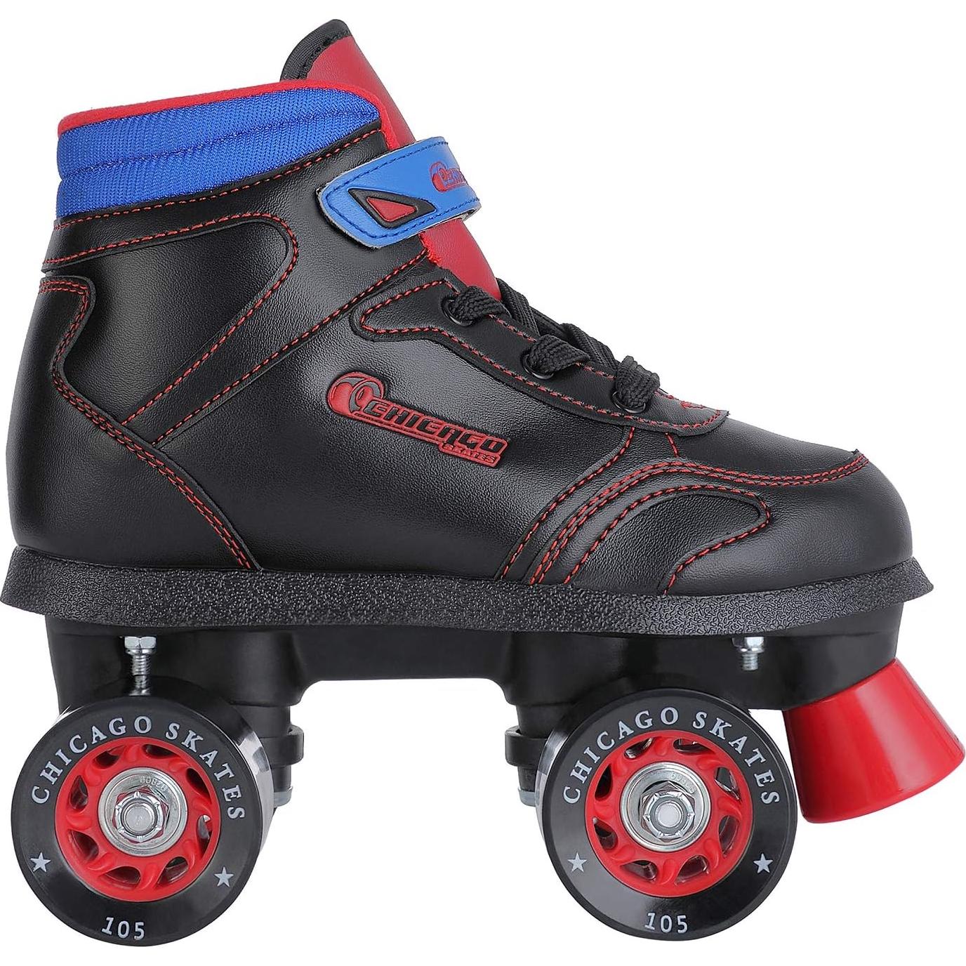 Patines Cuádruples CHICAGO para Jóvenes, Negro/Rojo, 60mm