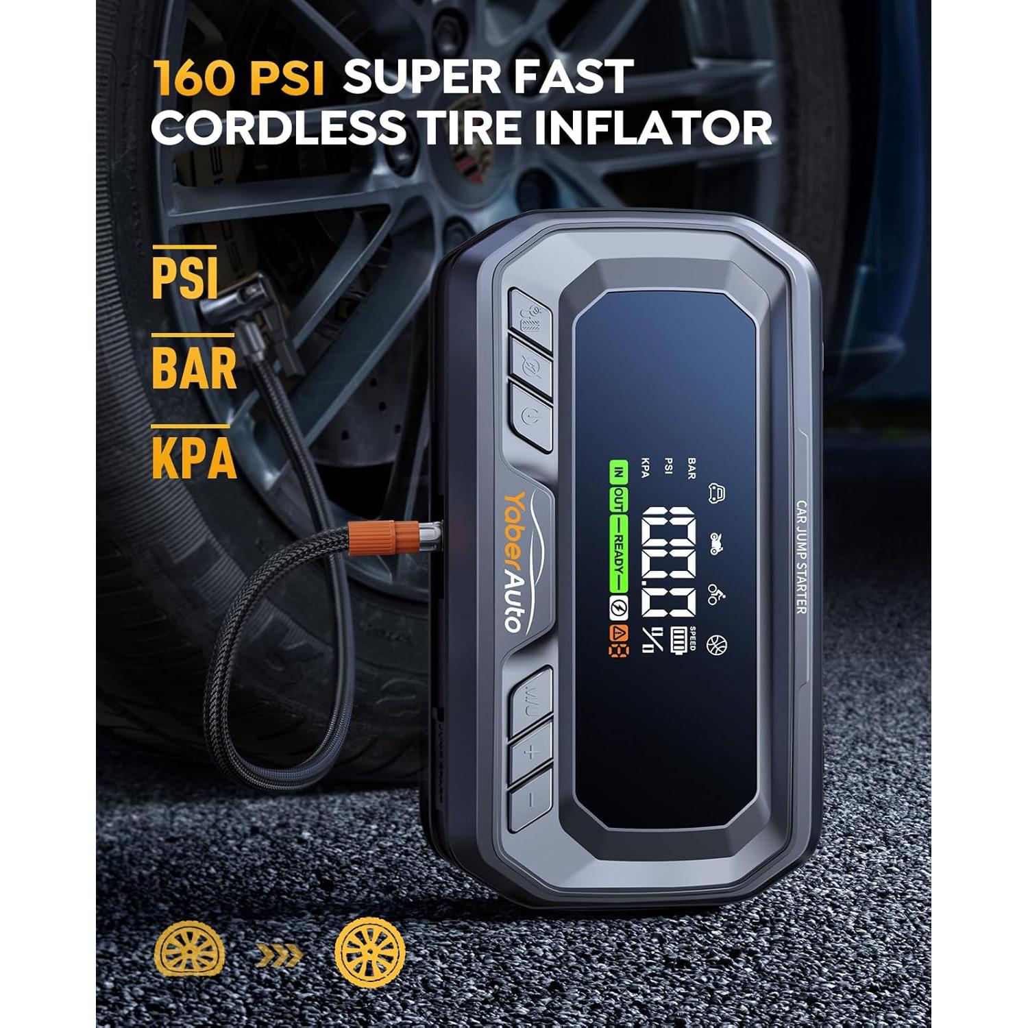 YaberAuto YA90 Arrancador de Batería 7000A con Compresor