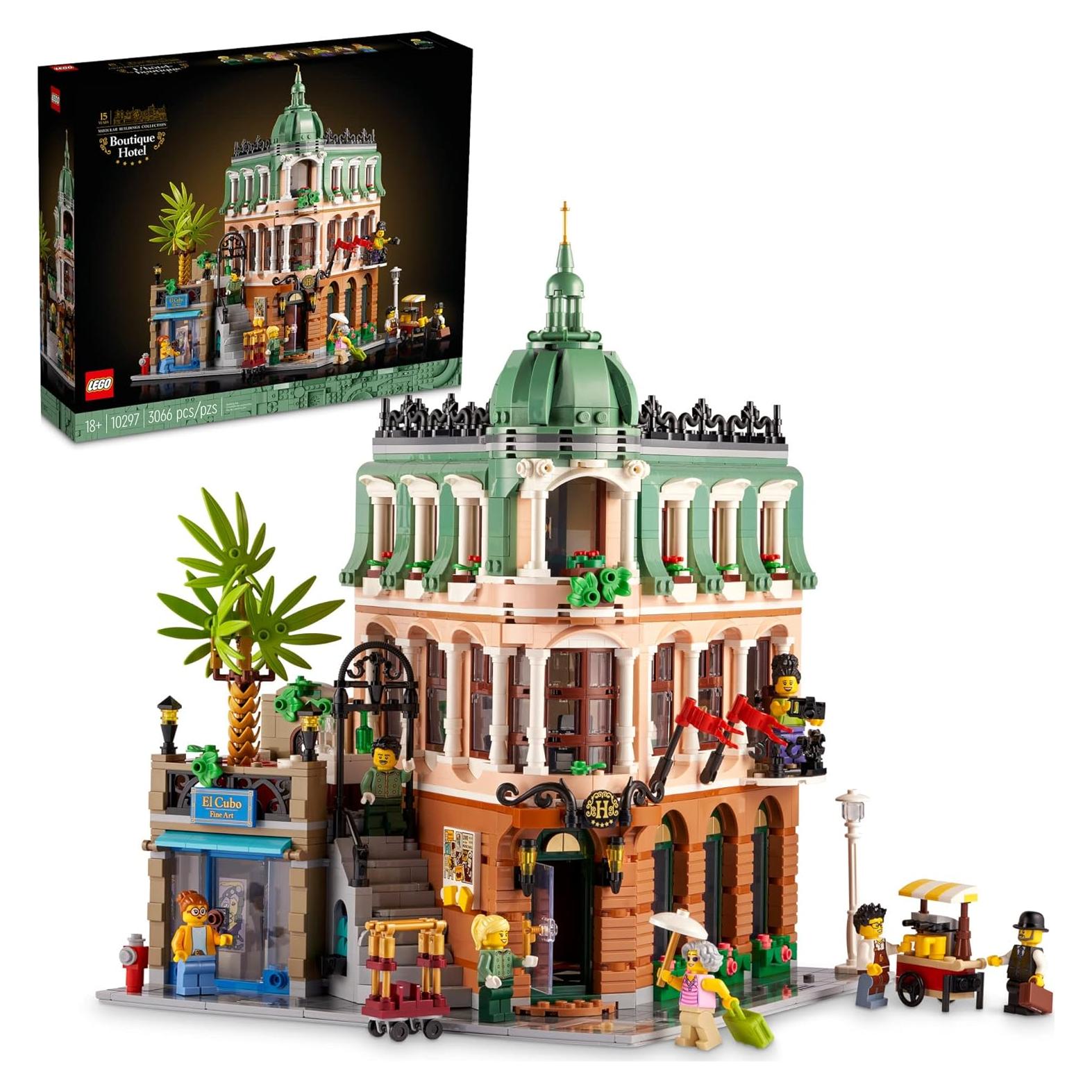 Icons Boutique Hotel 10297 Modular Building Display Model Kit for Adults to Build, Set with 5 Detailed Rooms Including Guest Rooms and Gallery