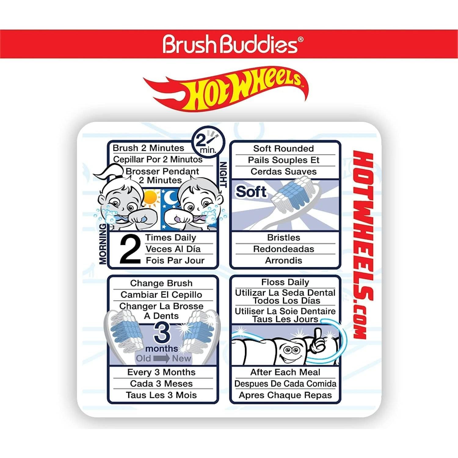 Cepillos de Dientes Brush Buddies Hot Wheels 6PK Niños