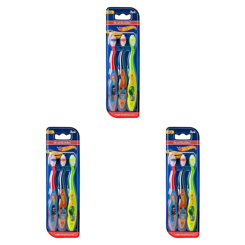Cepillos de Dientes Brush Buddies Hot Wheels 3 Piezas Suaves