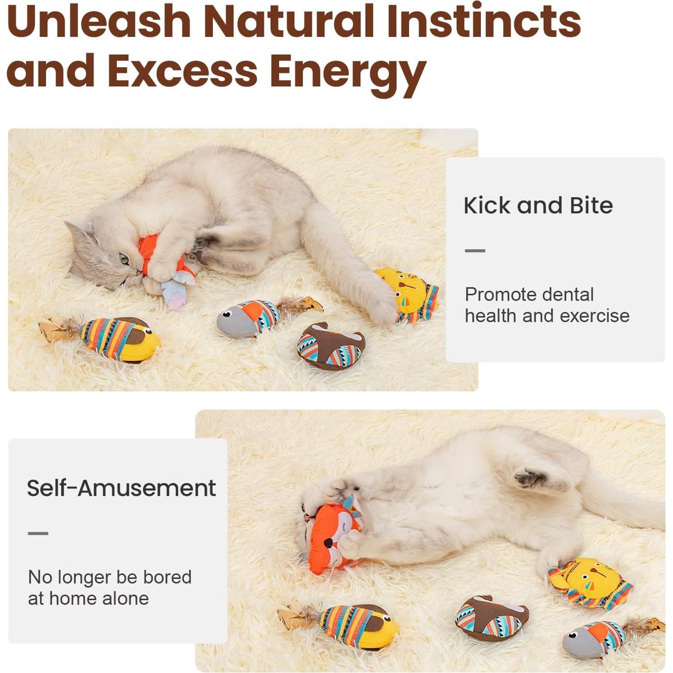 Juguetes para Gatos Potaroma - Paquete de 5 Animales de la Selva