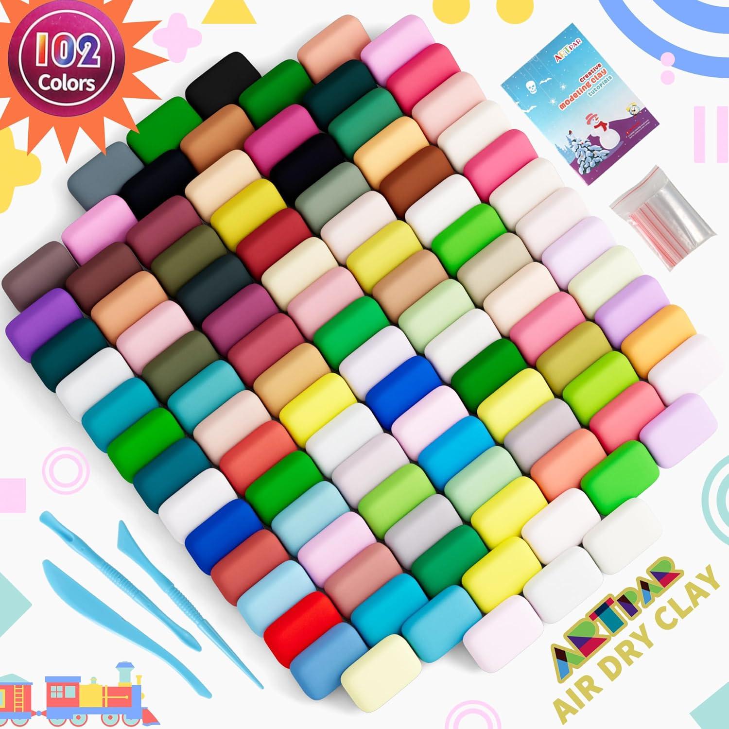 Kit de Arcilla Secado al Aire ARTPAR 102 Colores No Tóxica