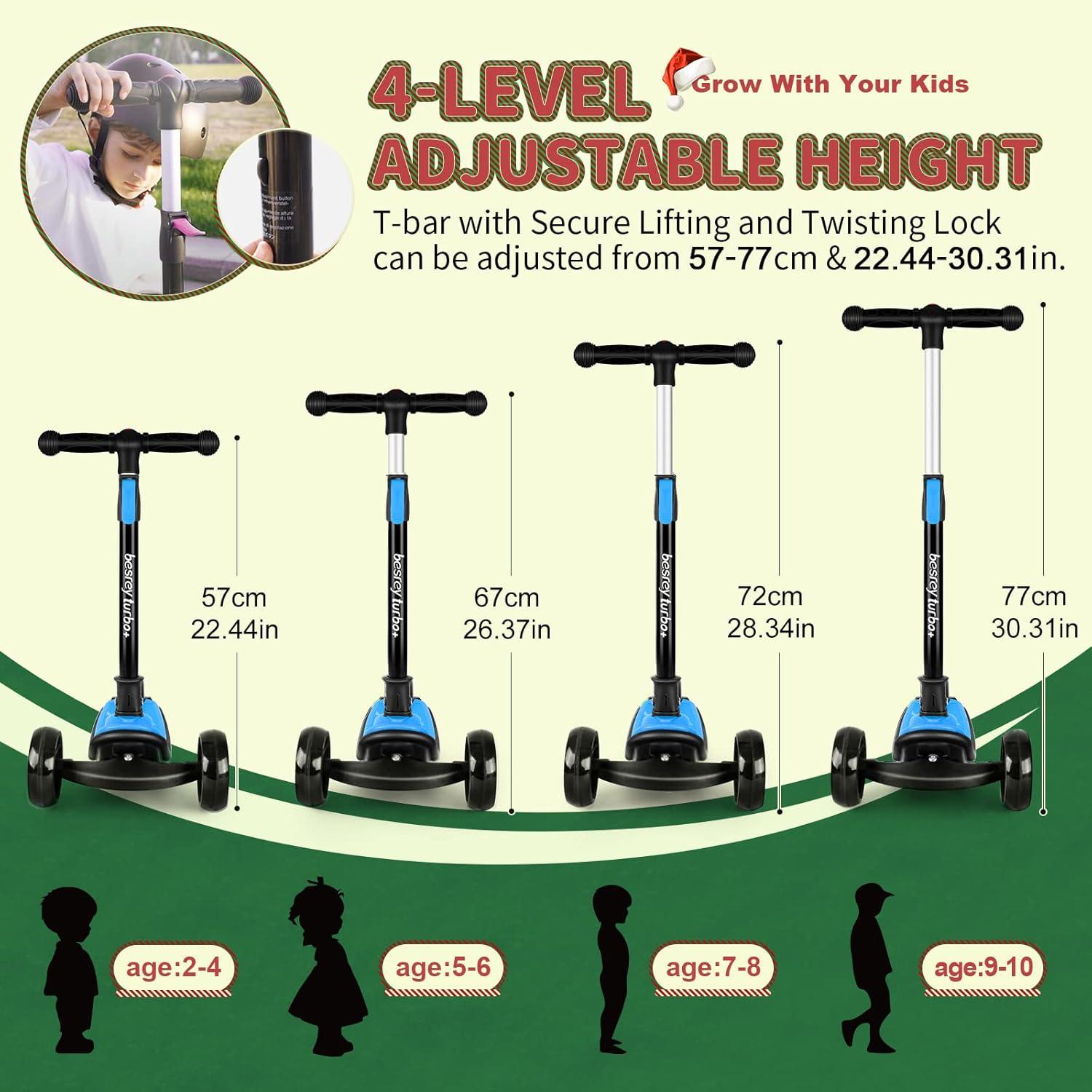 Scooter Besrey 3 Ruedas Ajustable para Niños 3-10 Años