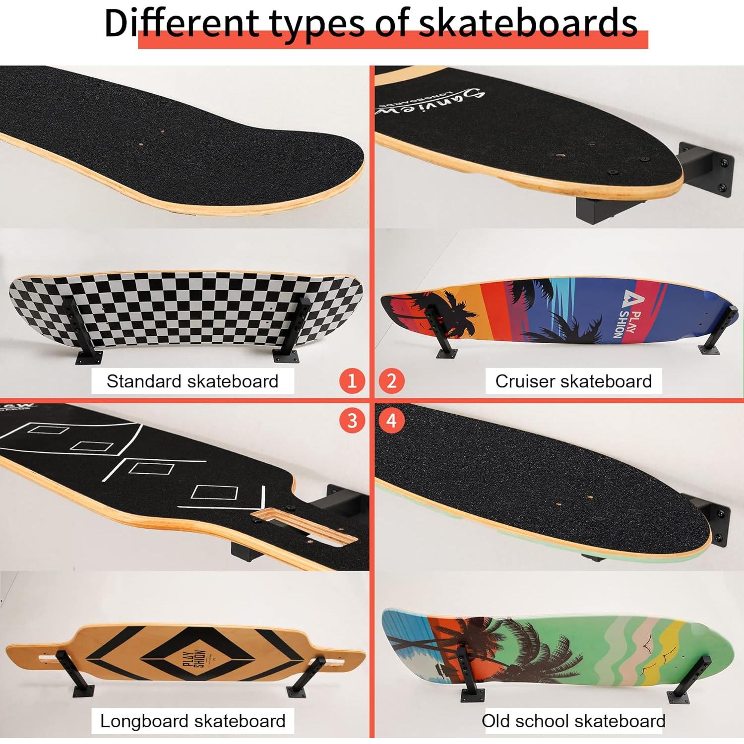 Soporte de Pared para Skateboard MIUONO 4 Estantes Flotantes