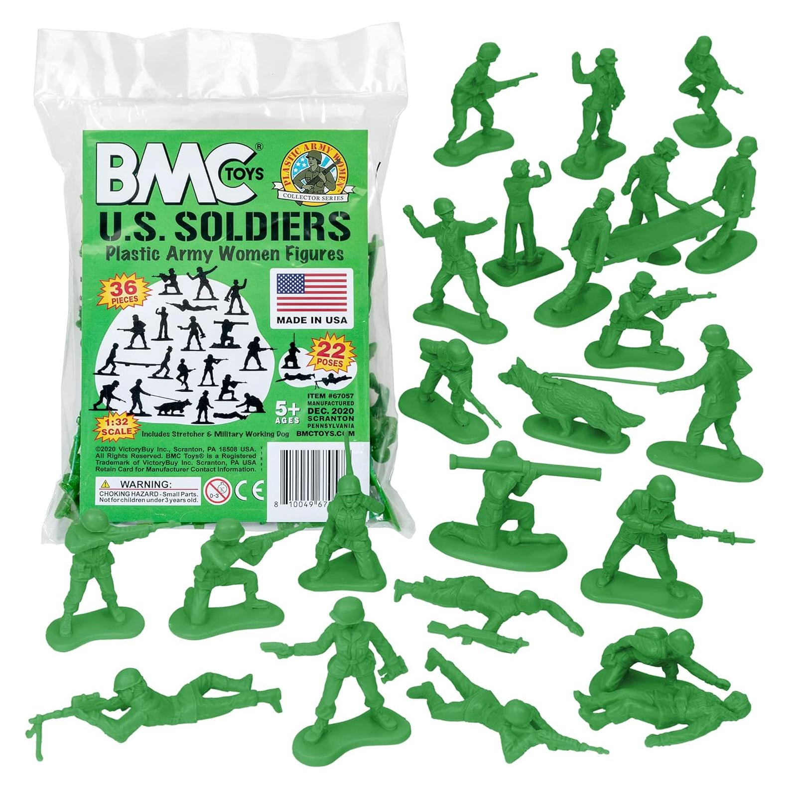 Figuras Soldado Femenino BMC - 36 Piezas Verde 5,08 cm