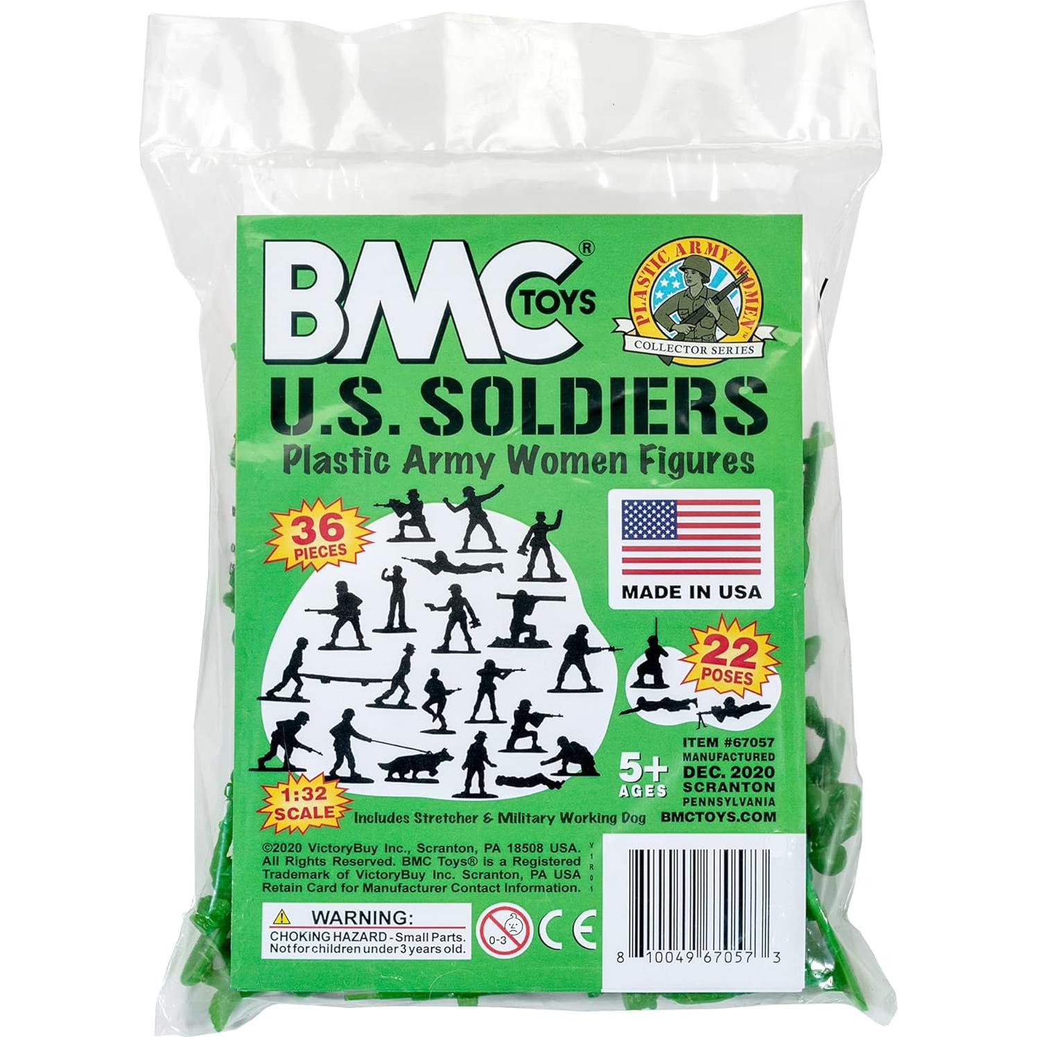 Figuras Soldado Femenino BMC - 36 Piezas Verde 5,08 cm