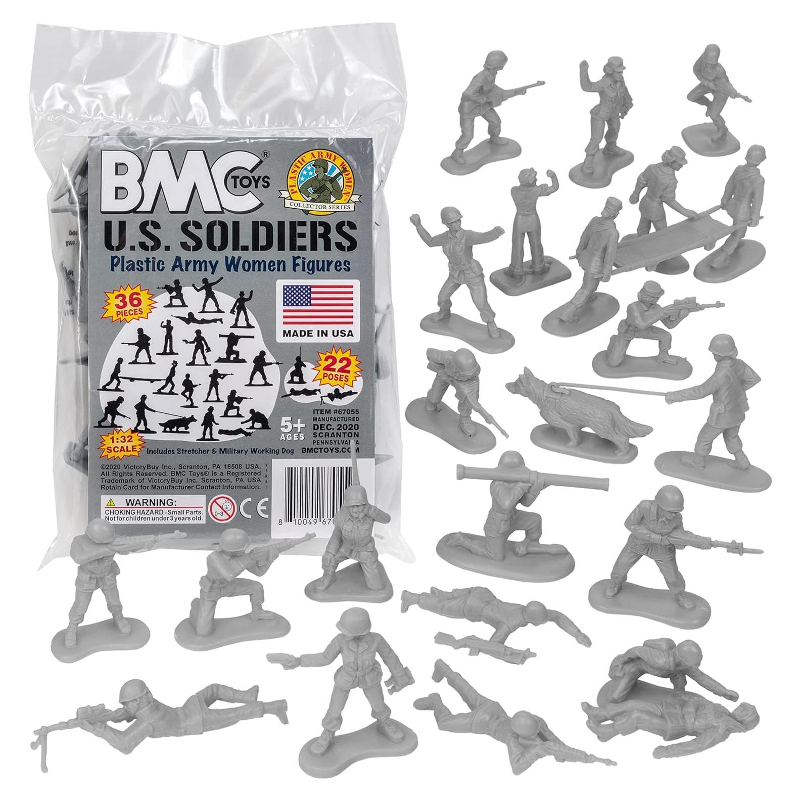 Figuras de Soldados Femeninos BMC - 36 Piezas Grises