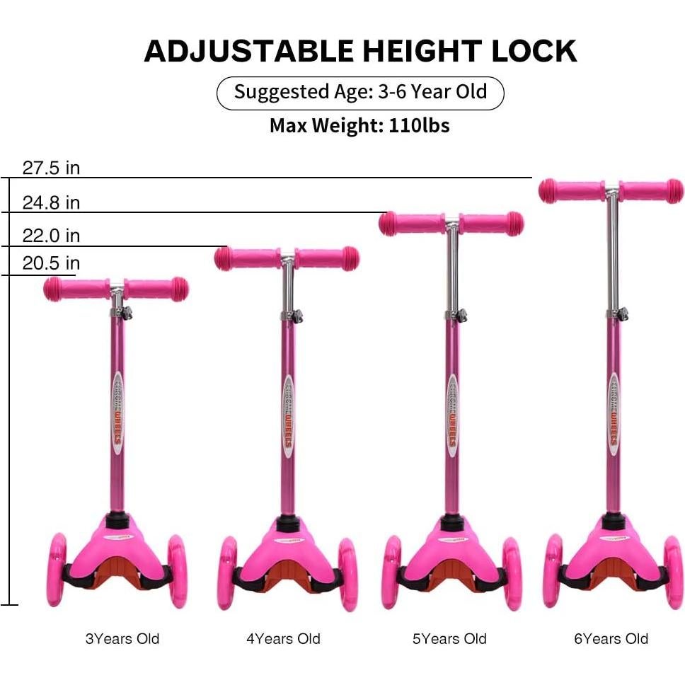 Scooter ChromeWheels Rosa 3 Ruedas Ajustable para Niños