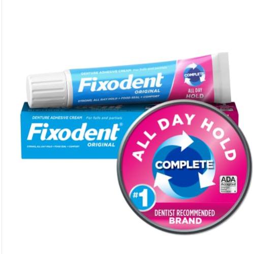 Adhesivo para Dentaduras Fixodent Menta 4 Piezas 68g