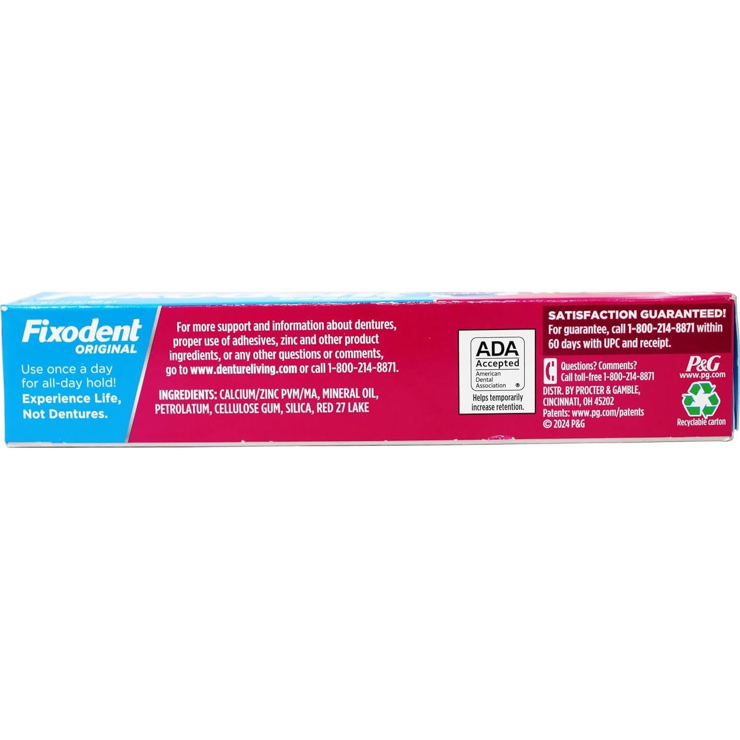 Adhesivo para Dentaduras Fixodent Menta 4 Piezas 68g