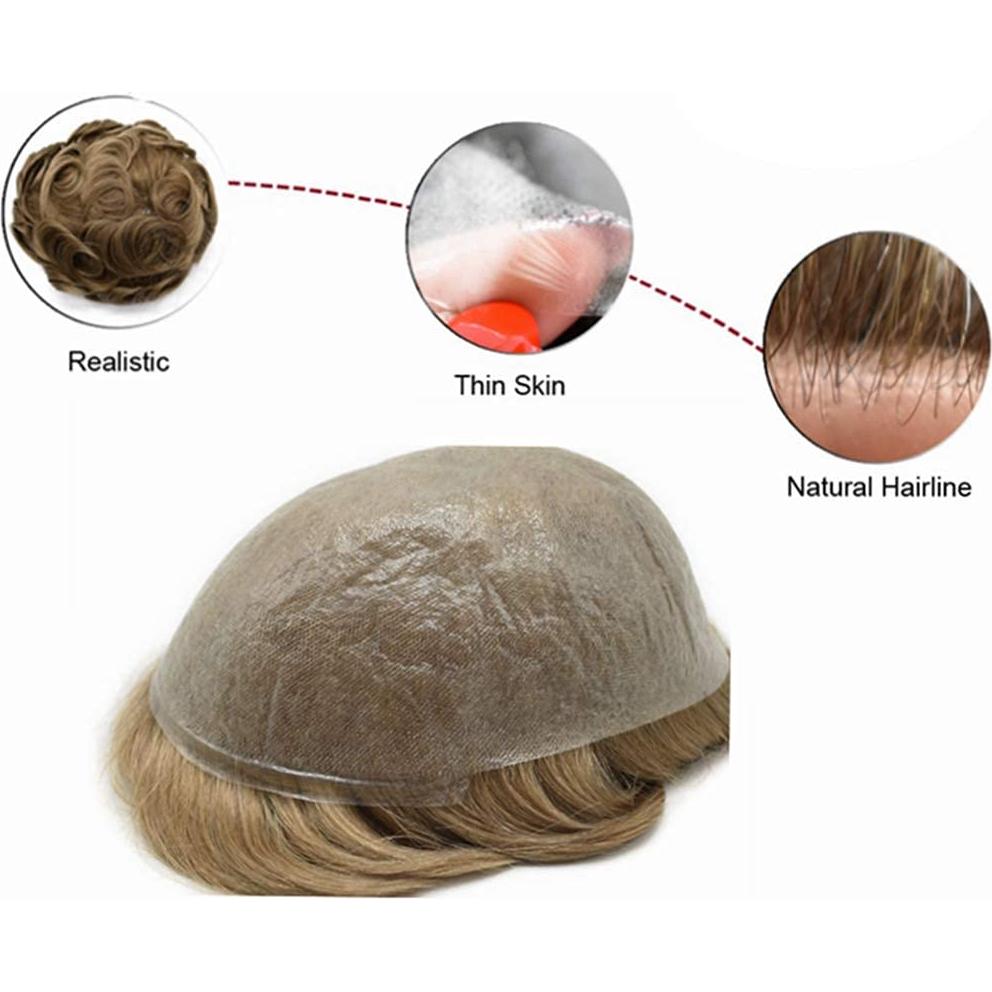 Peluca Masculina LHC 8x10 Piel Fina 100% Cabello Humano