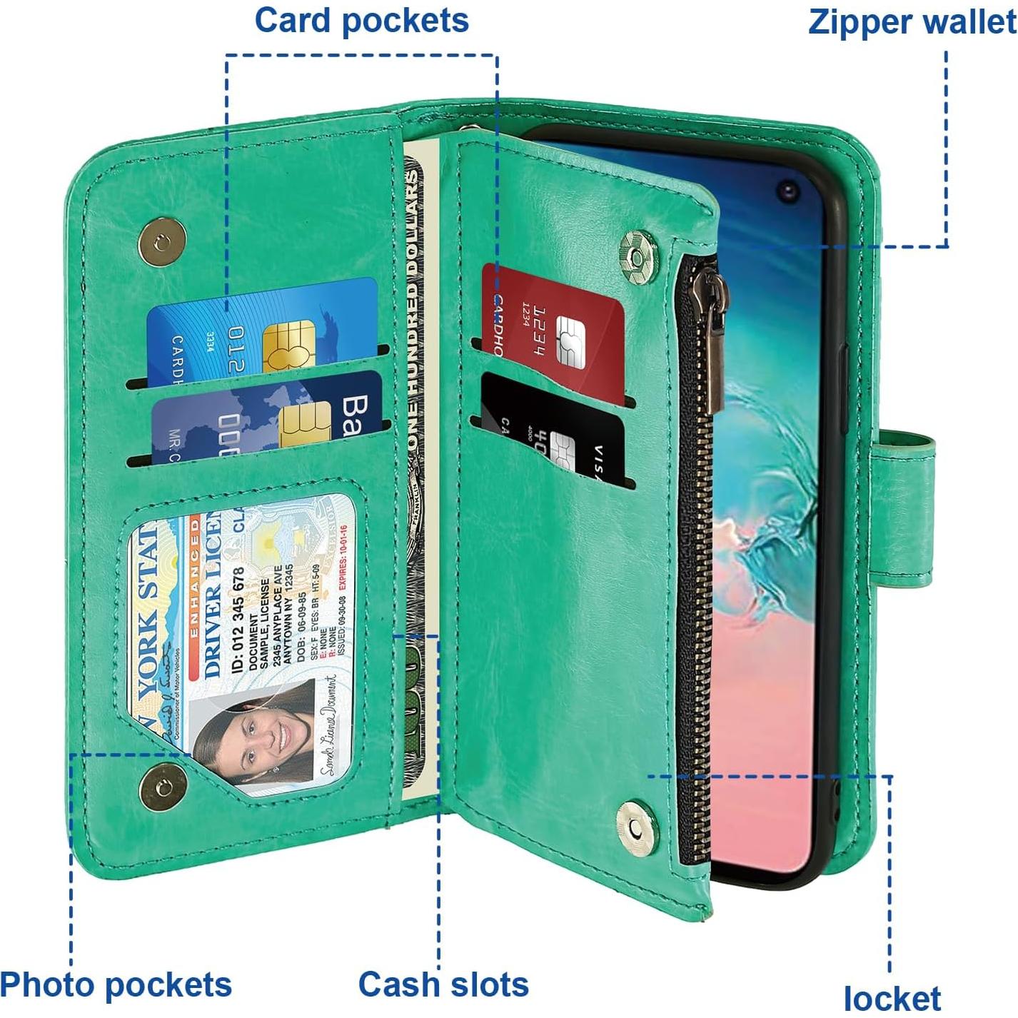 Funda Asuwish para Samsung Galaxy S10e con Cartera Verde