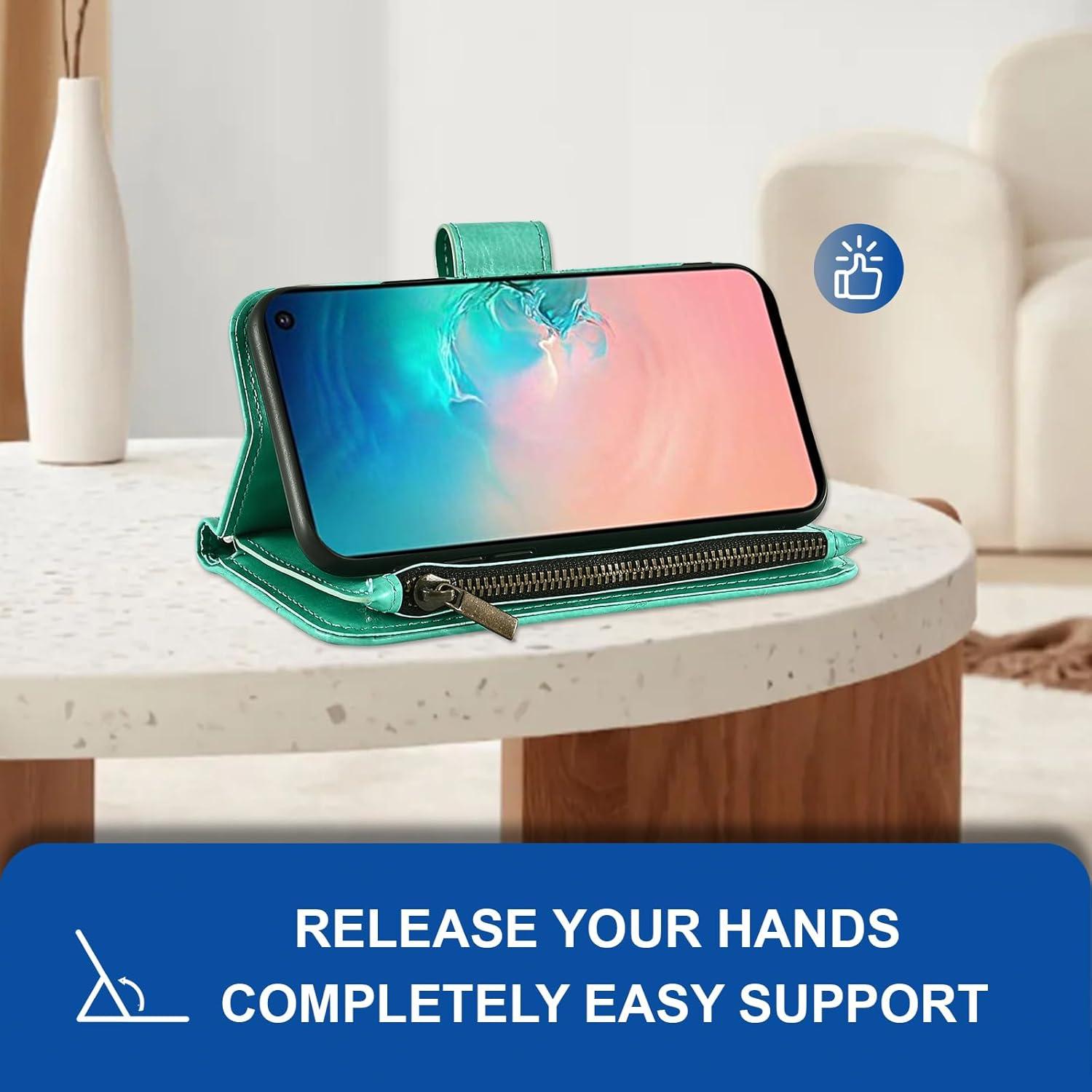 Funda Asuwish para Samsung Galaxy S10e con Cartera Verde