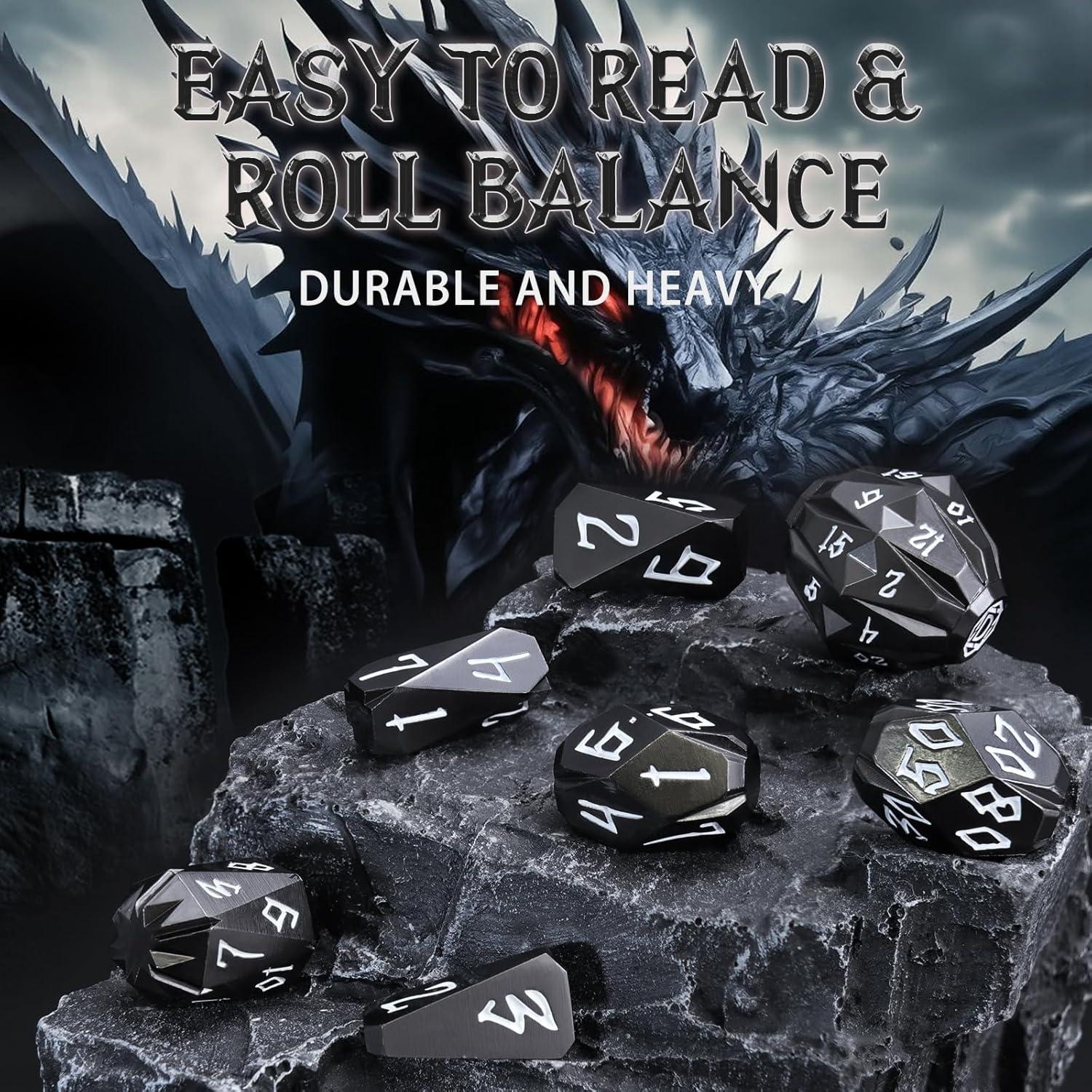 Juego de Dados de Metal DND FONVGOGO Stonehenge 7 Piezas