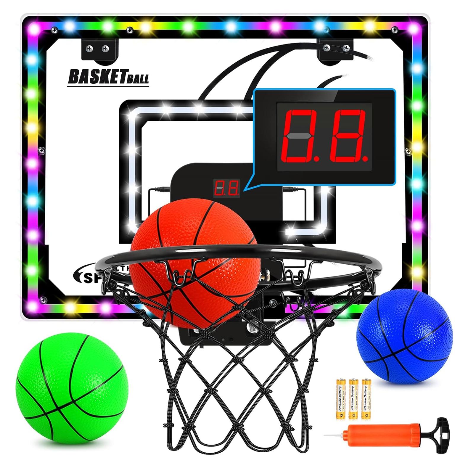 AOKESI Mini Hoop Baloncesto LED Plegable 30,48 cm Interior