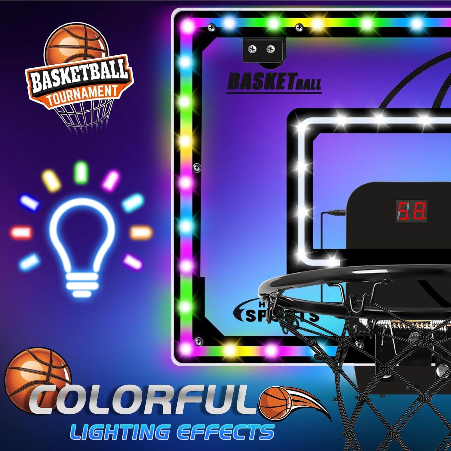 AOKESI Mini Hoop Baloncesto LED Plegable 30,48 cm Interior