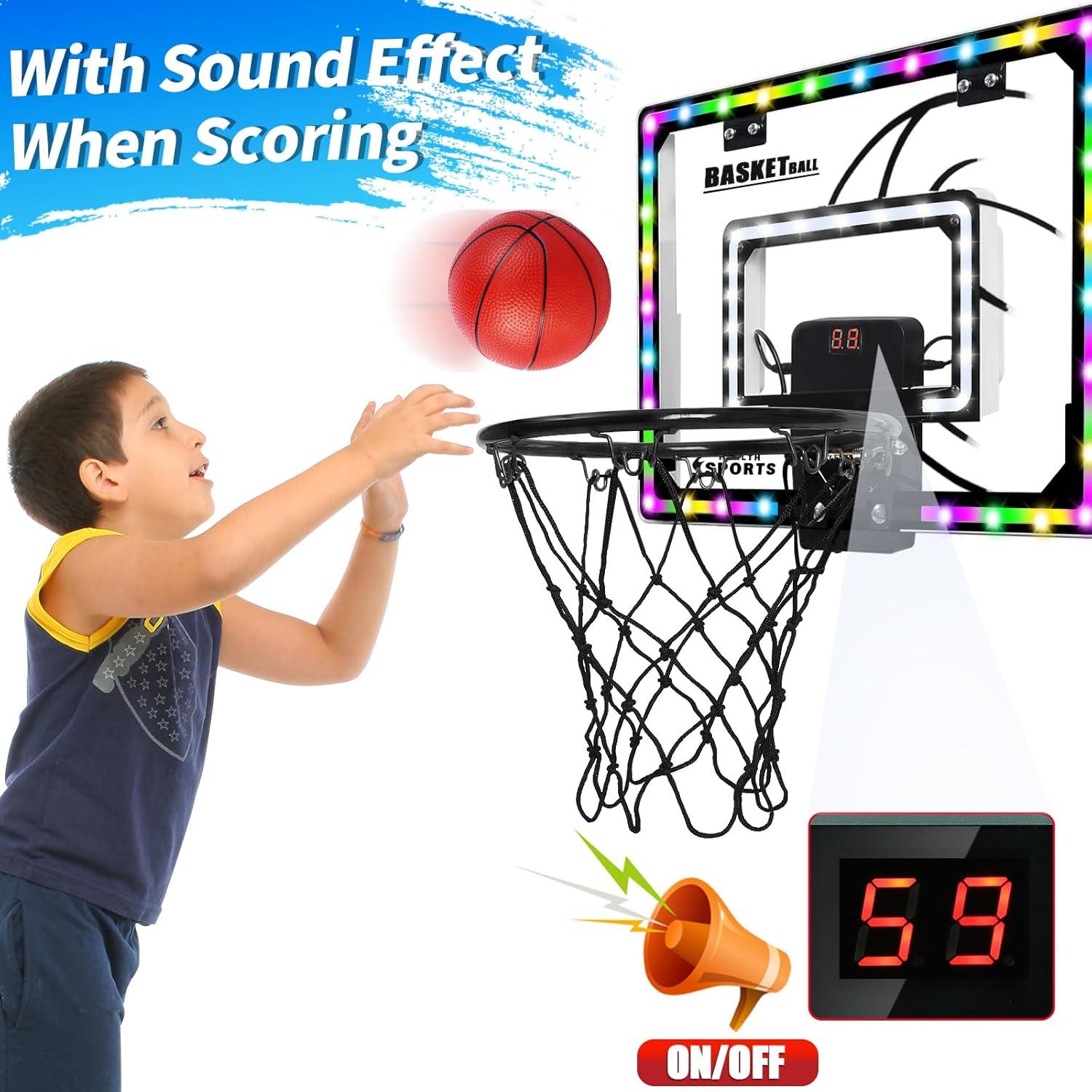 AOKESI Mini Hoop Baloncesto LED Plegable 30,48 cm Interior