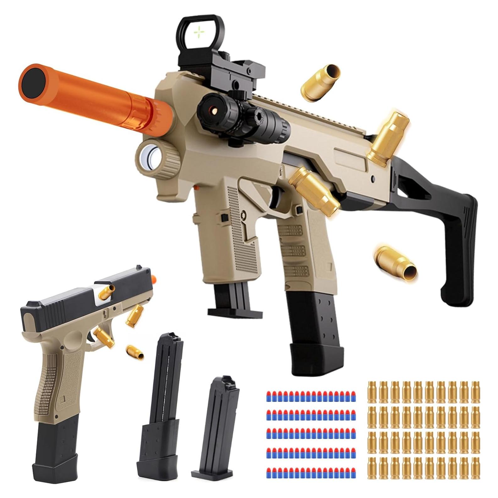 Soft Bullet Two Modes Toy Gun Blaster, Realistic with Shell Ejecting Design&Sight&Infrared Scope, Cheap with 3 Clips & 80 Foam Bullets, Gifts for Boys Girls Adults Age 8+