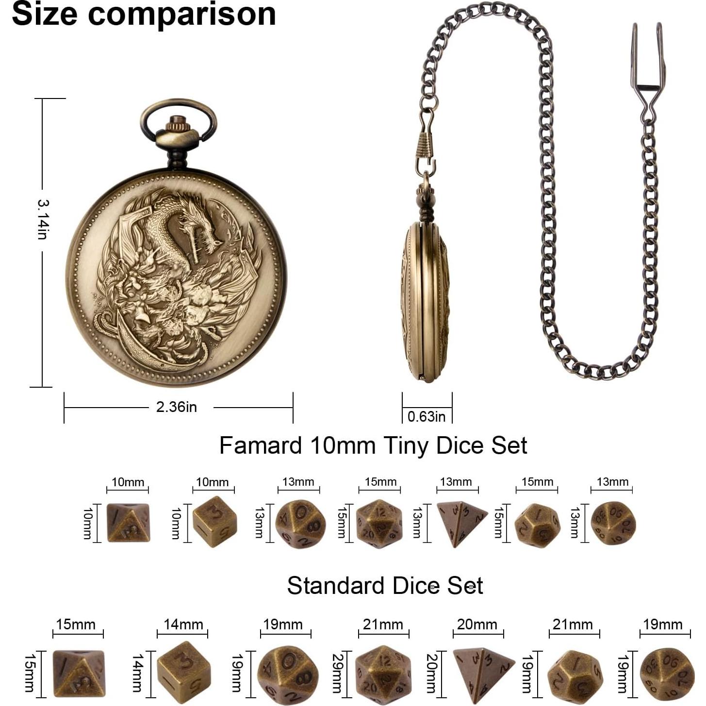 Juego de Dados DND 10mm Famard con Estuche Vintage