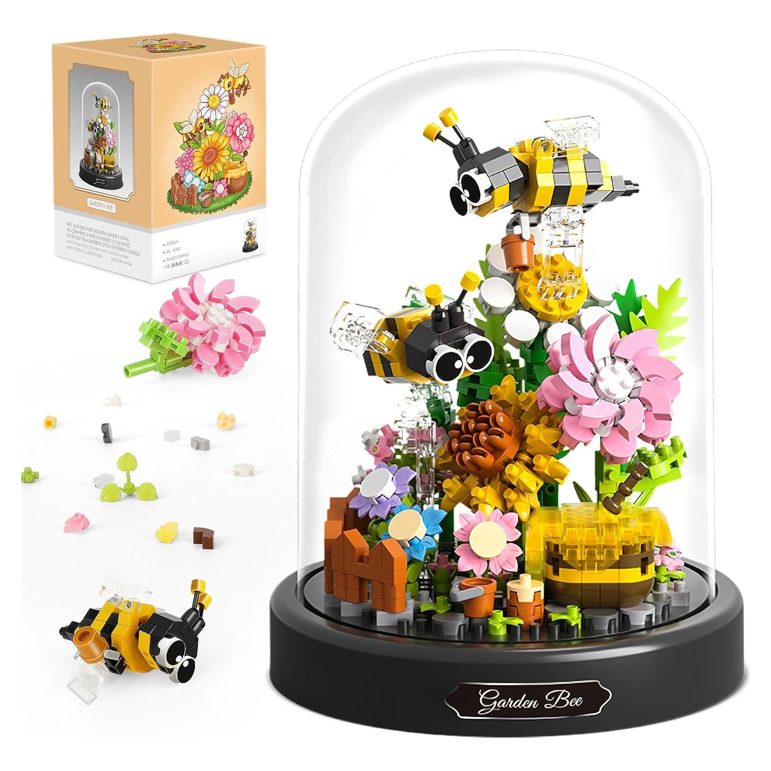 QLT Conjunto de Mini Bloques de Construcción Flores Abeja 588 Piezas