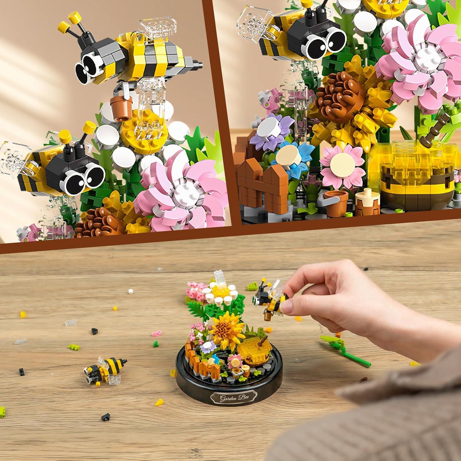 QLT Conjunto de Mini Bloques de Construcción Flores Abeja 588 Piezas