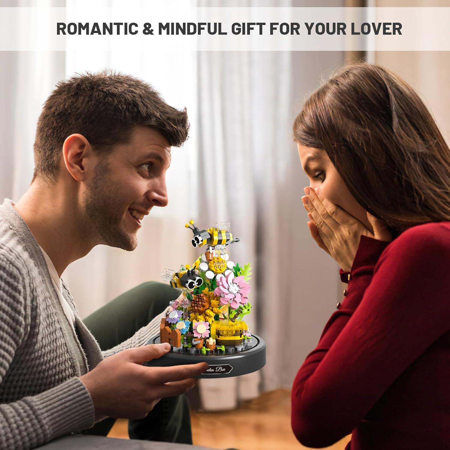 QLT Conjunto de Mini Bloques de Construcción Flores Abeja 588 Piezas