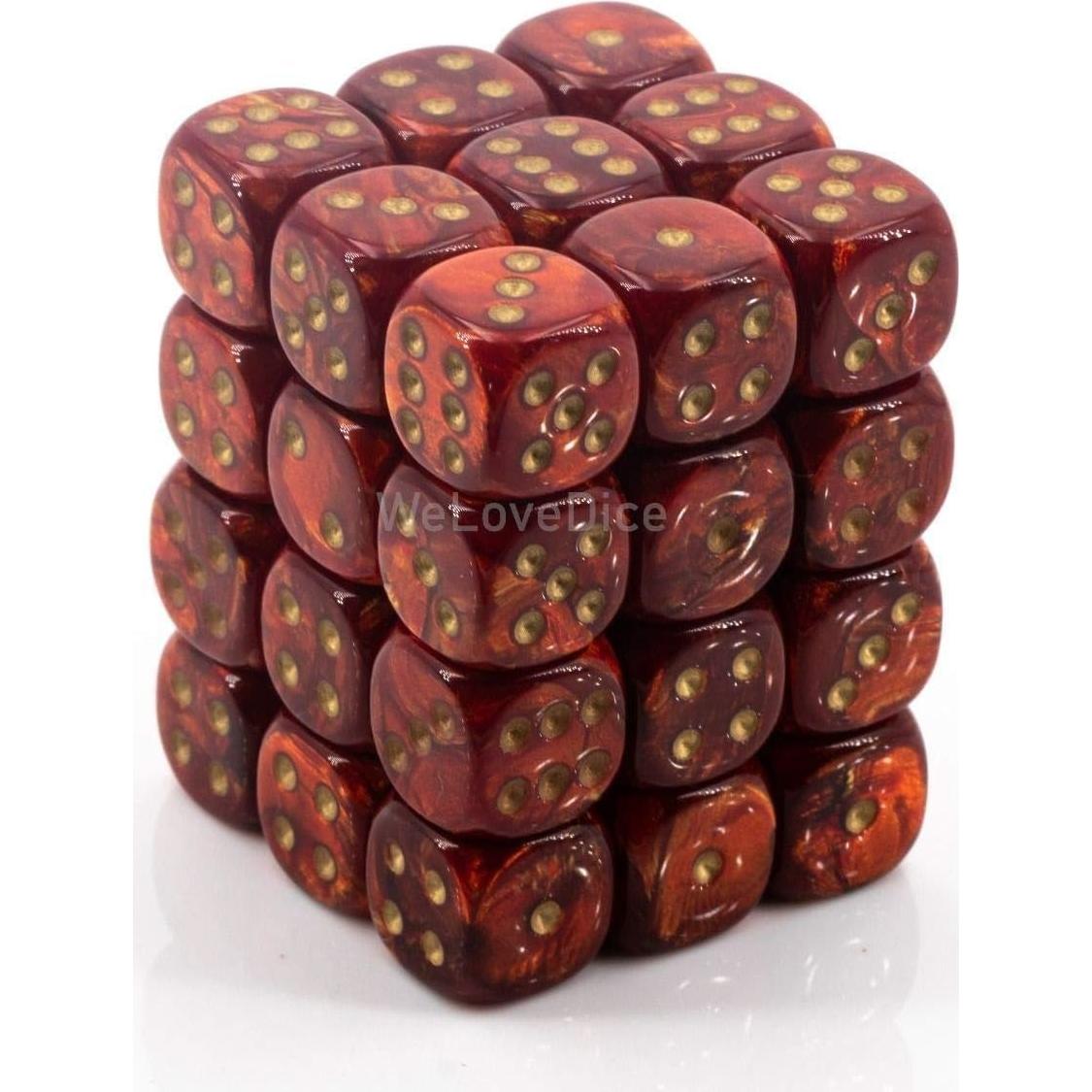 Juego de Dados D6 Chessex 36 Piezas Escarabajo Escarlata