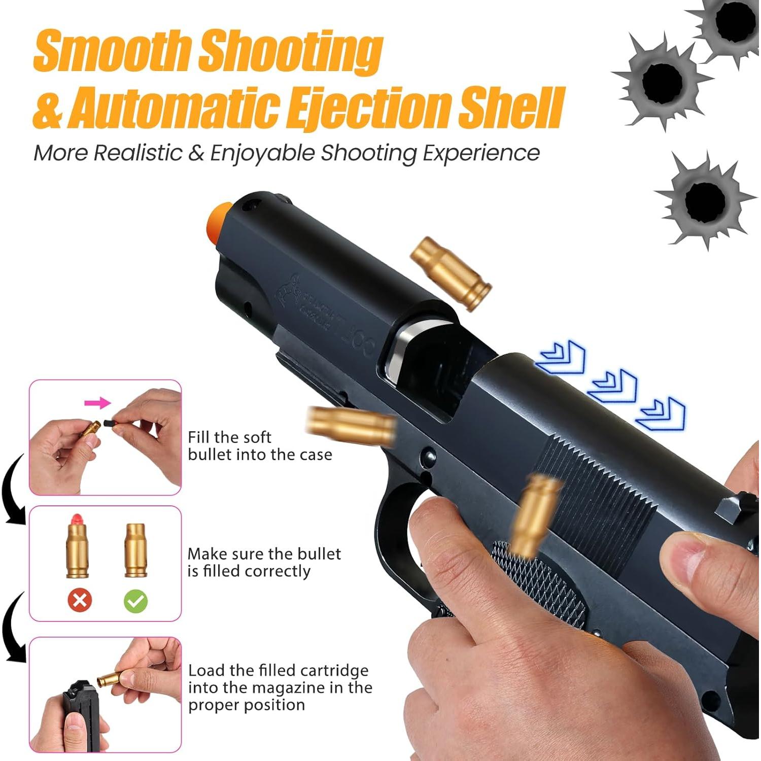 Pistola de Juguete Bugrtey con Balas Blandas y Casquillos