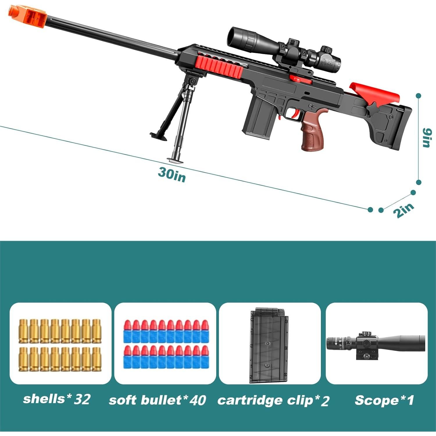 Rifle de Juguete Kyliandi con Balas Suaves y Mira Realista