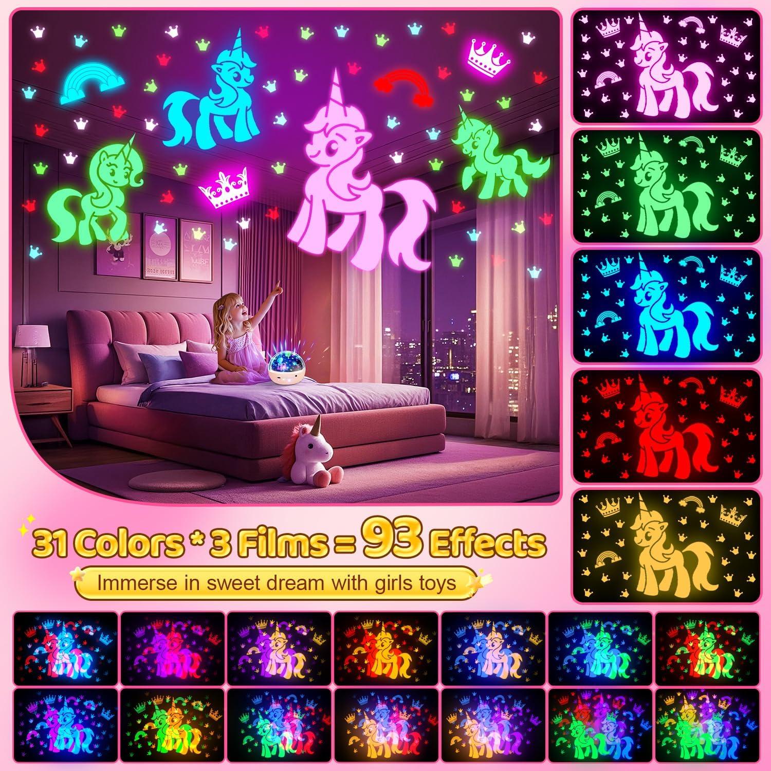 Luz Nocturna Unicornio Coolnight Rosa 3 Películas 5 Colores