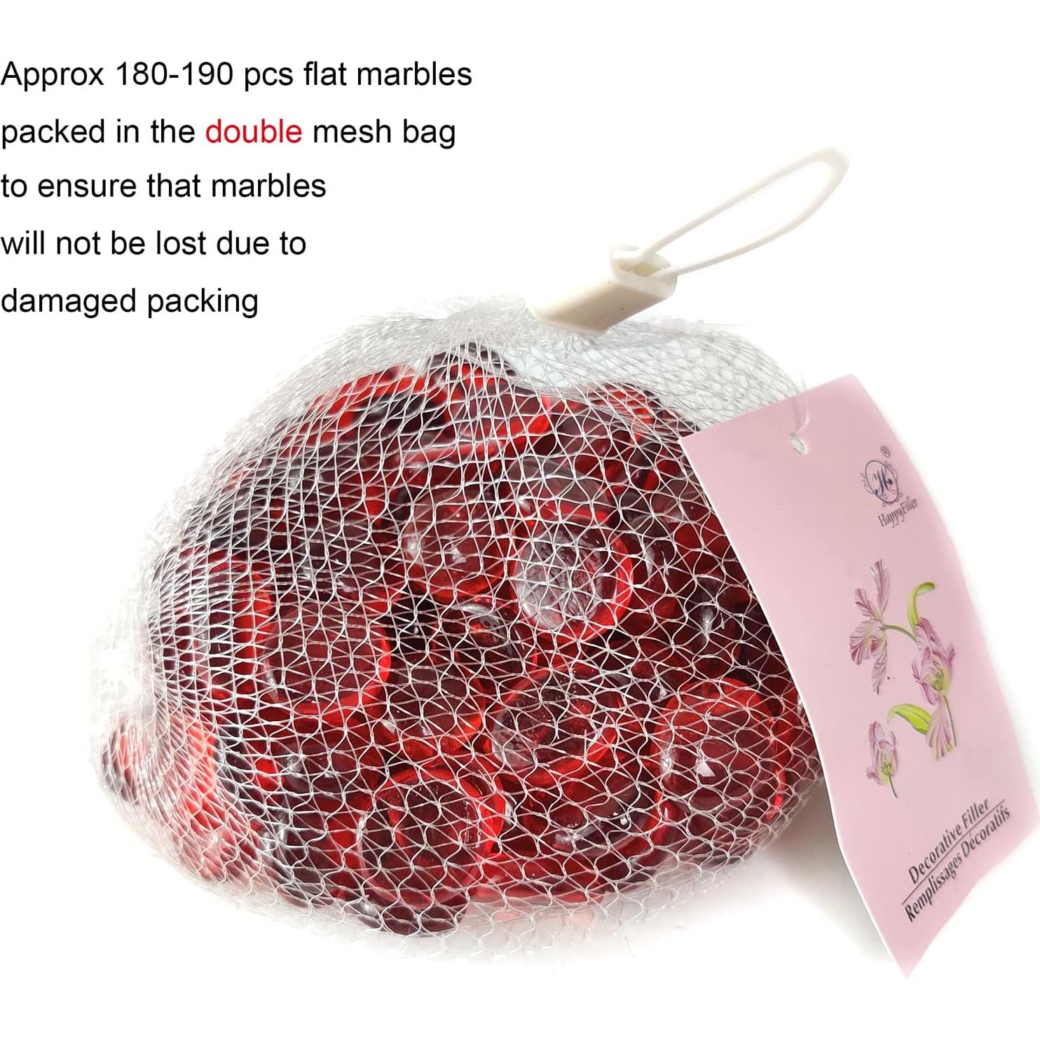 Canicas Planas Rojas HappyFiller 1.91 cm 0.91 kg Decoración