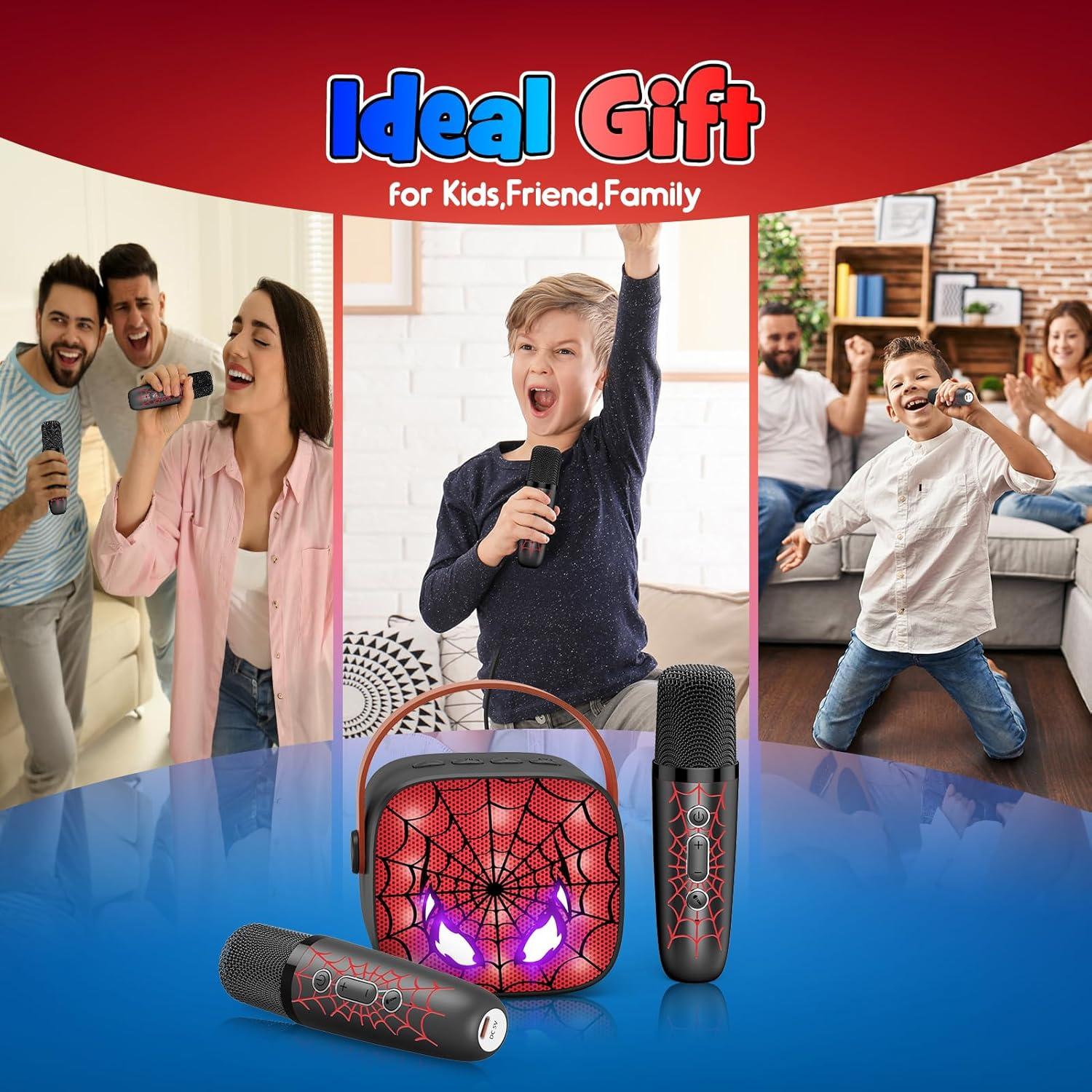 Máquina de Karaoke Mini Cool Bluetooth LED 2 Micrófonos