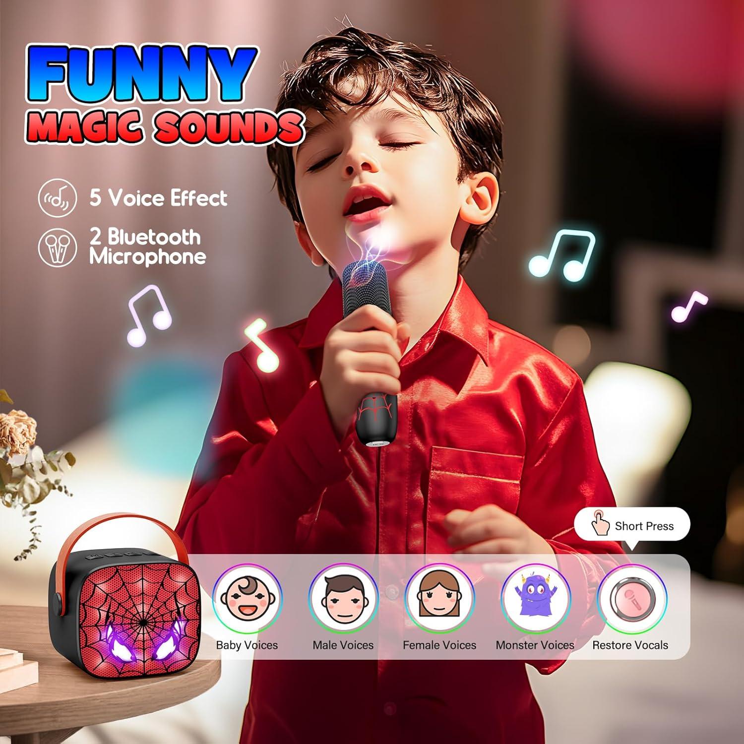 Máquina de Karaoke Mini Cool Bluetooth LED 2 Micrófonos