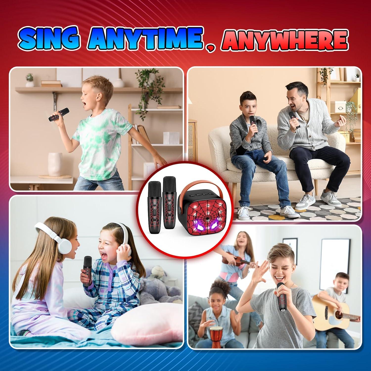 Máquina de Karaoke Mini Cool Bluetooth LED 2 Micrófonos