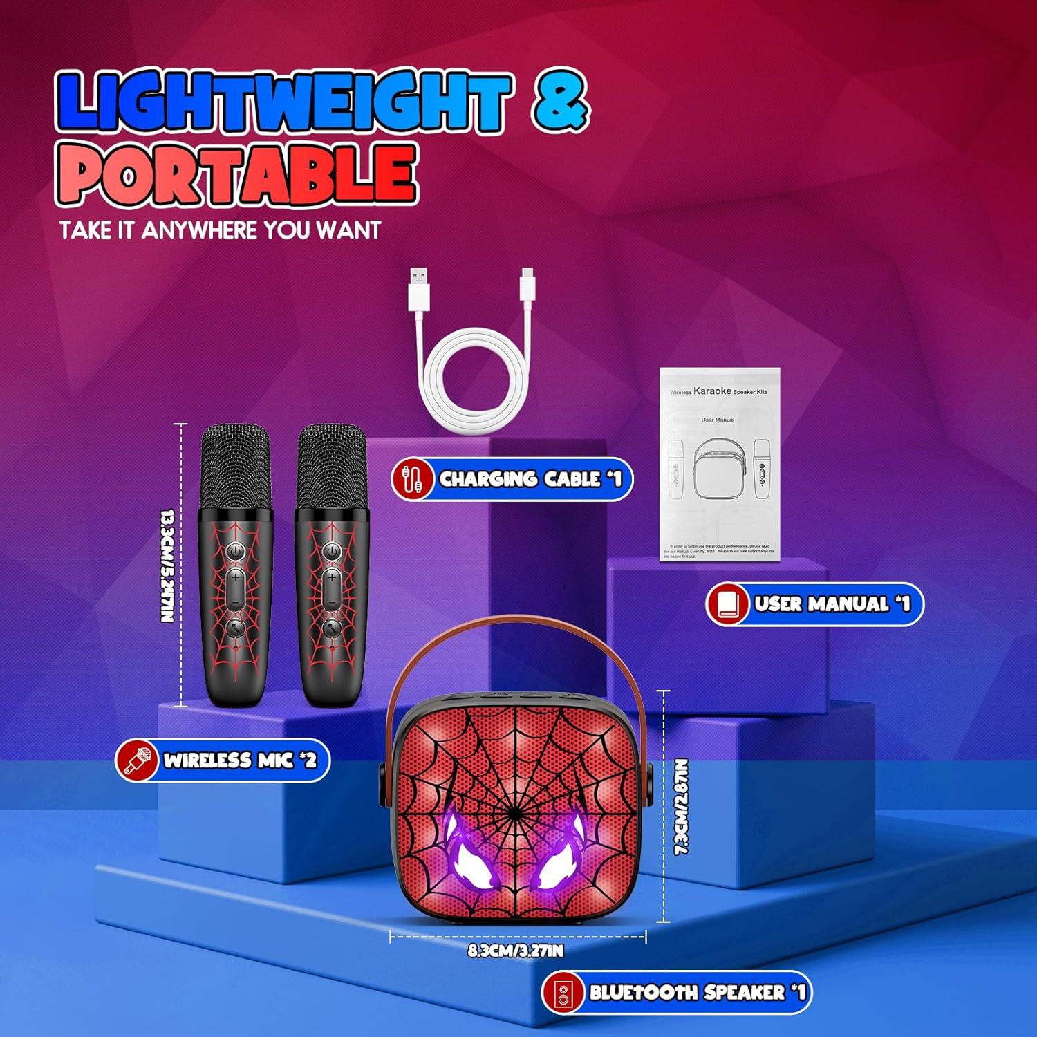 Máquina de Karaoke Mini Cool Bluetooth LED 2 Micrófonos