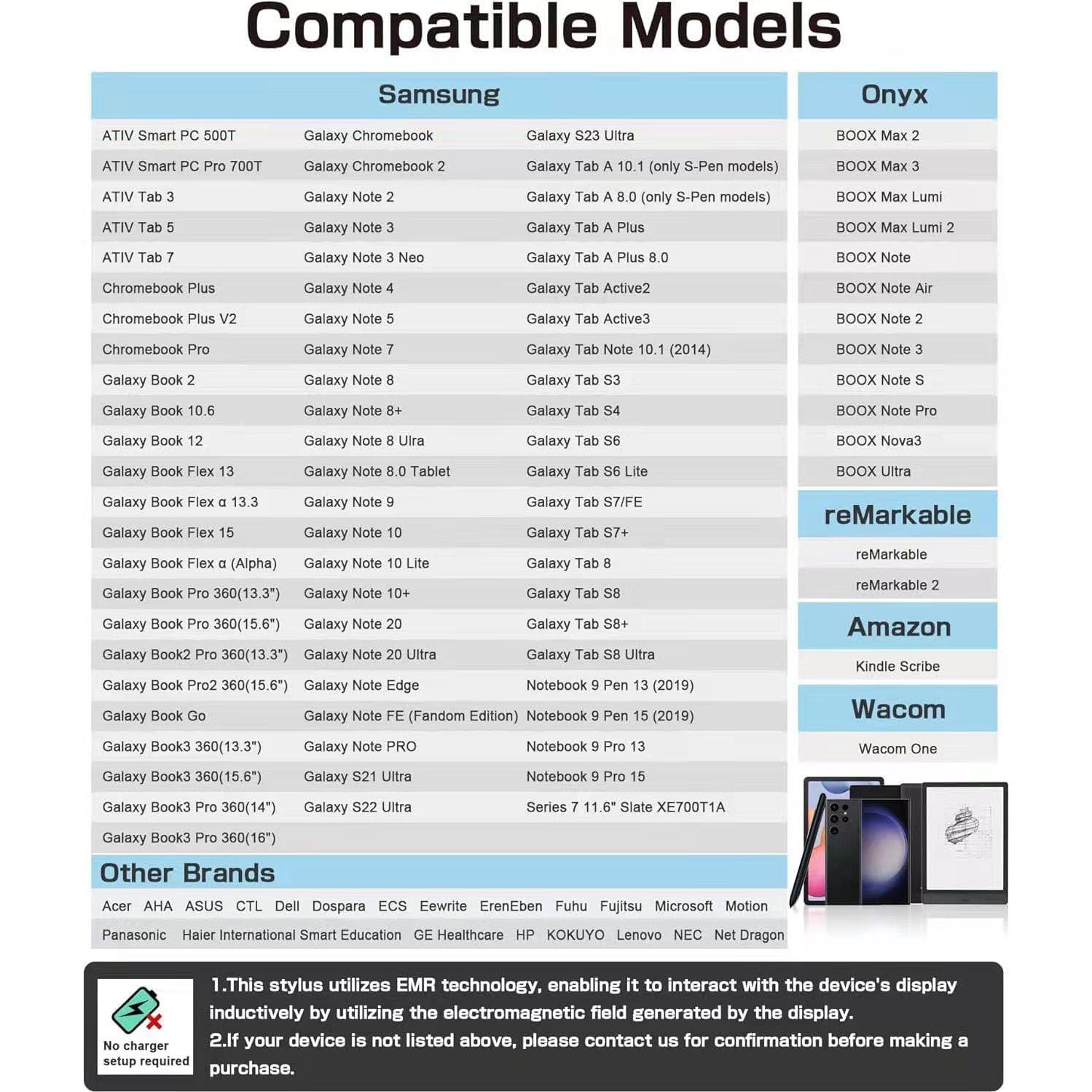 Bolígrafo Stylus EMR Foreruner para Remarkable 2 y Samsung