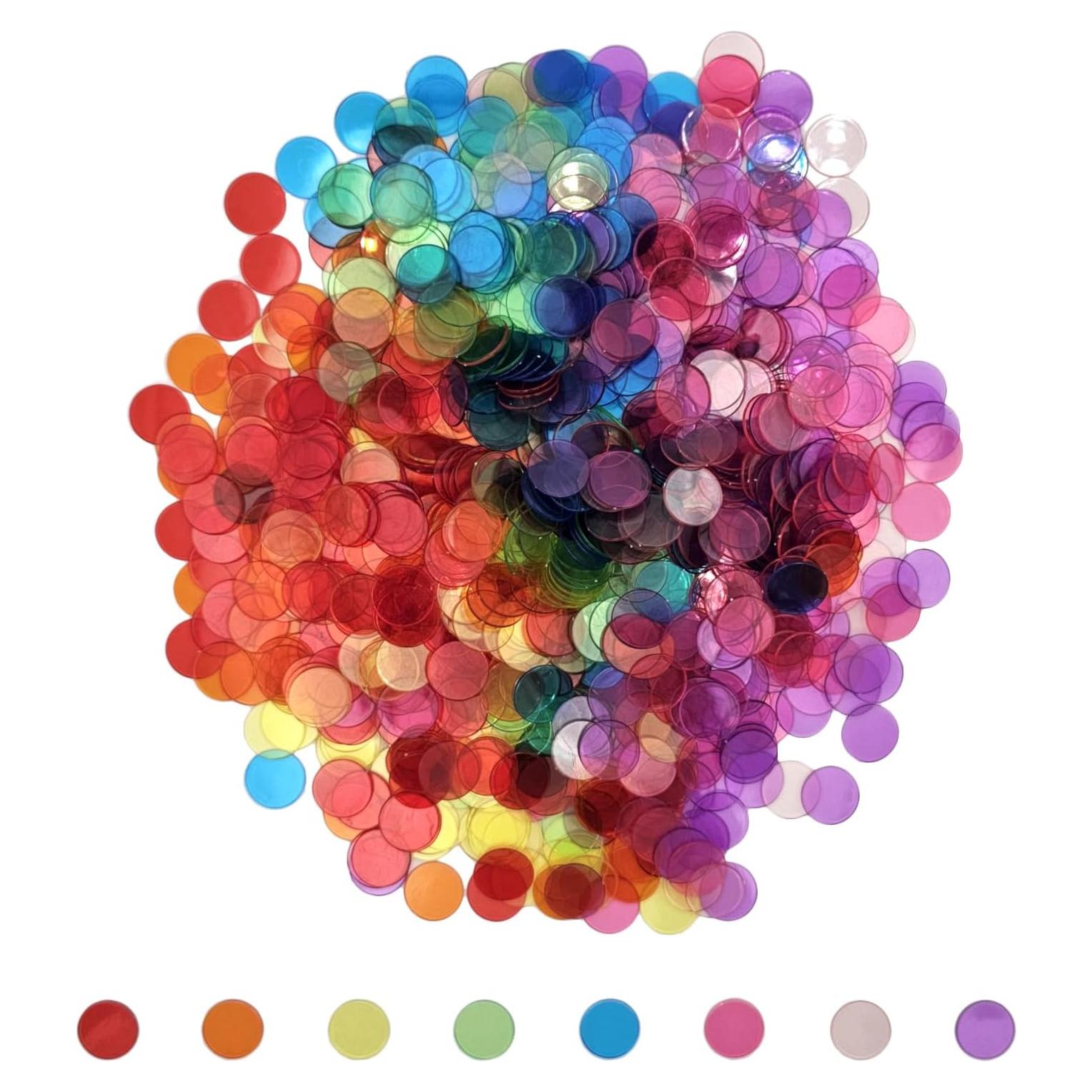 1000 Fichas de Bingo Transparentes SUTIMSHE 1,91 cm 8 Colores