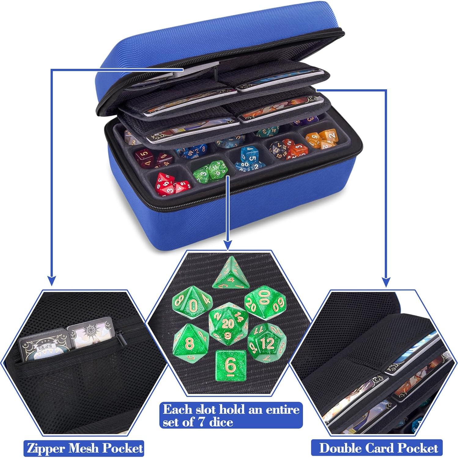 Estuche para Dados SIQUK Azul con Bandeja Desmontable