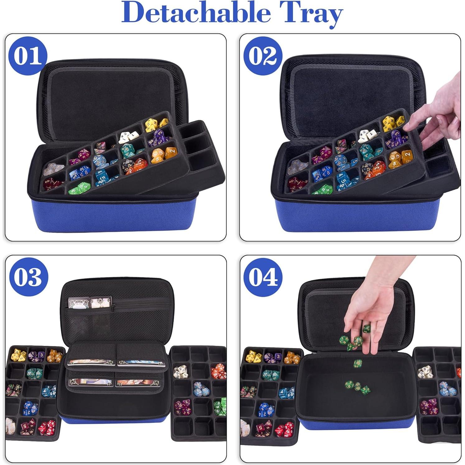 Estuche para Dados SIQUK Azul con Bandeja Desmontable