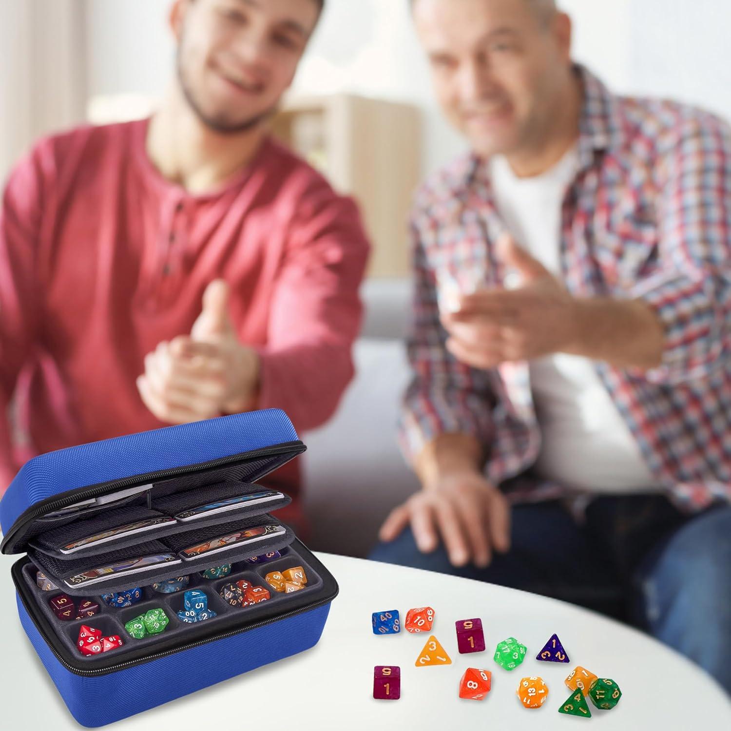 Estuche para Dados SIQUK Azul con Bandeja Desmontable