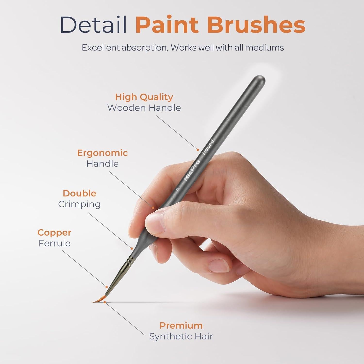 Set de Pinceles de Pintura Detalle Fino Nicpro 15 PCS