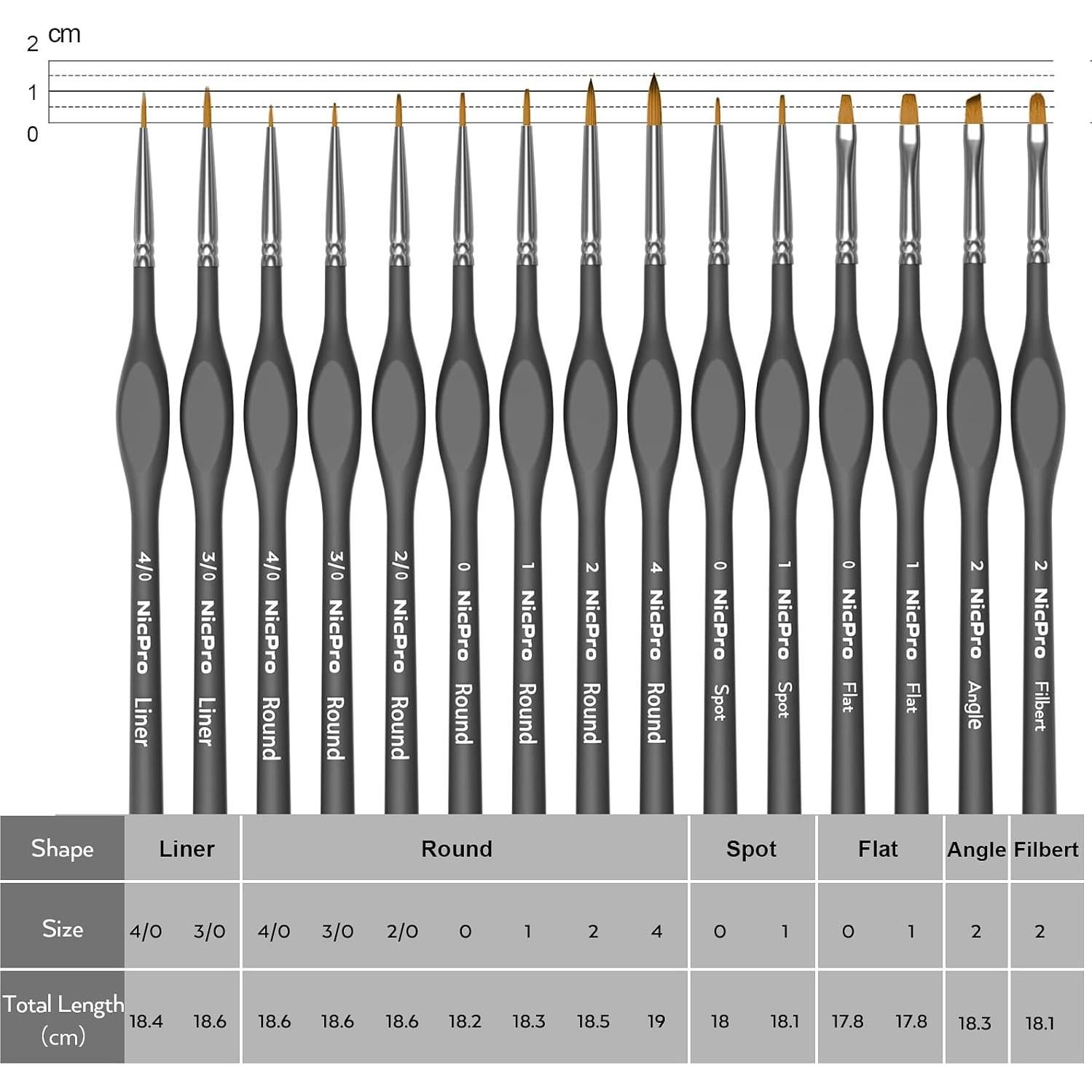 Set de Pinceles de Pintura Detalle Fino Nicpro 15 PCS