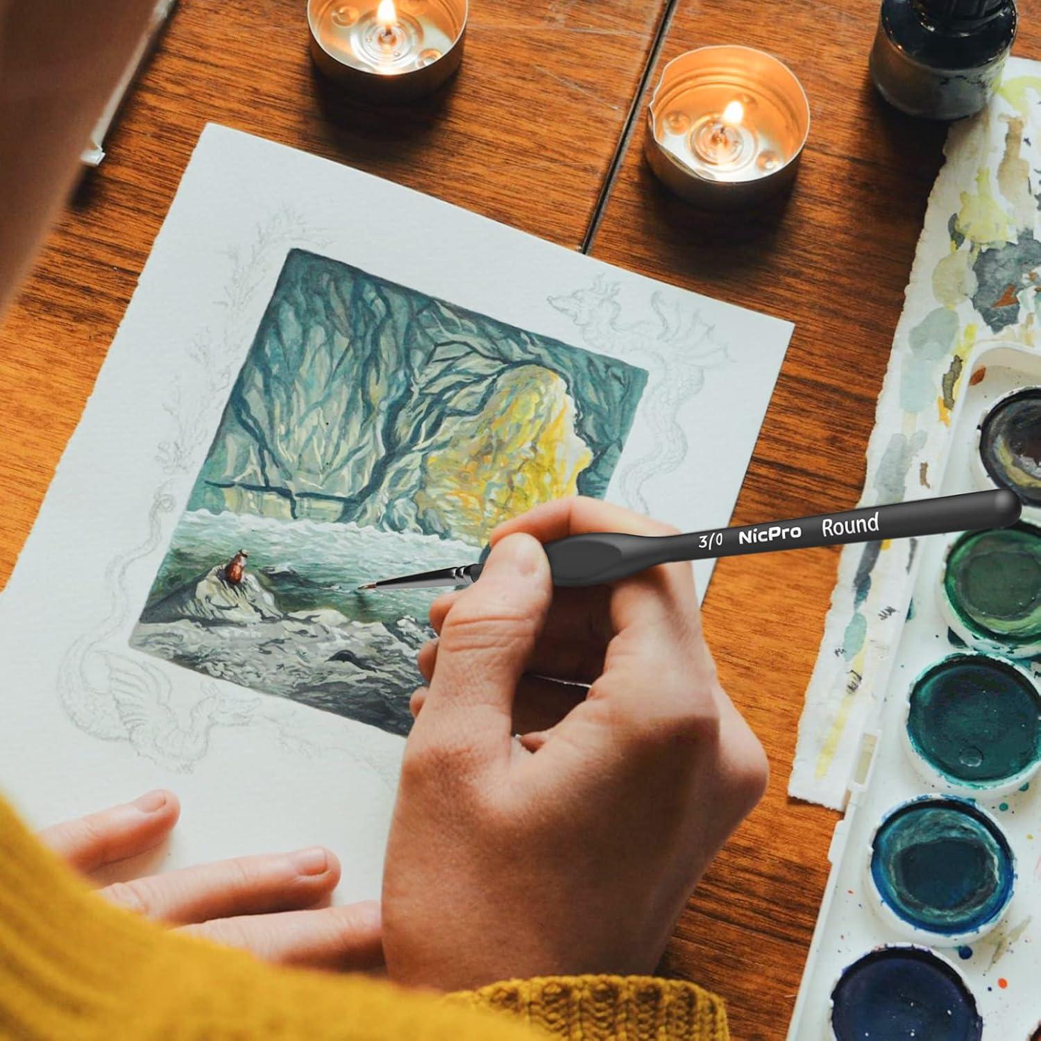 Set de Pinceles de Pintura Detalle Fino Nicpro 15 PCS