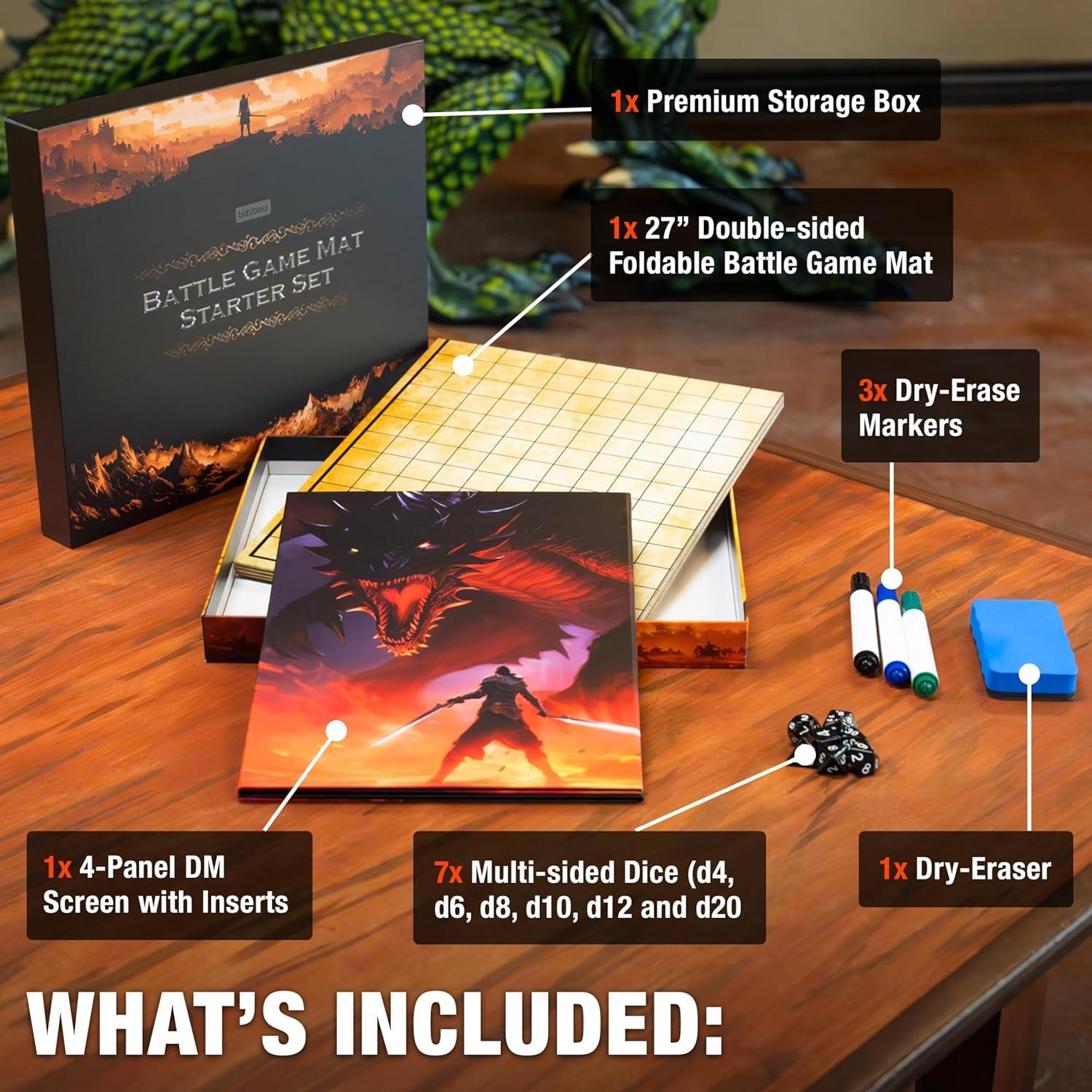 Kit de Inicio D&D Tidyboss 58x68 cm con Pantalla y Dados